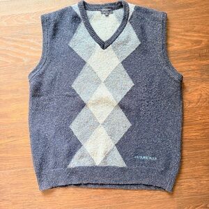 Burberry Golf Blue Argyle Men's Sweater Vest